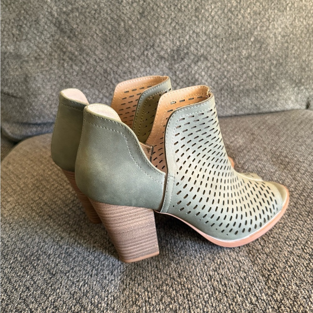 Restricted Olive Perforated Ankle Booties